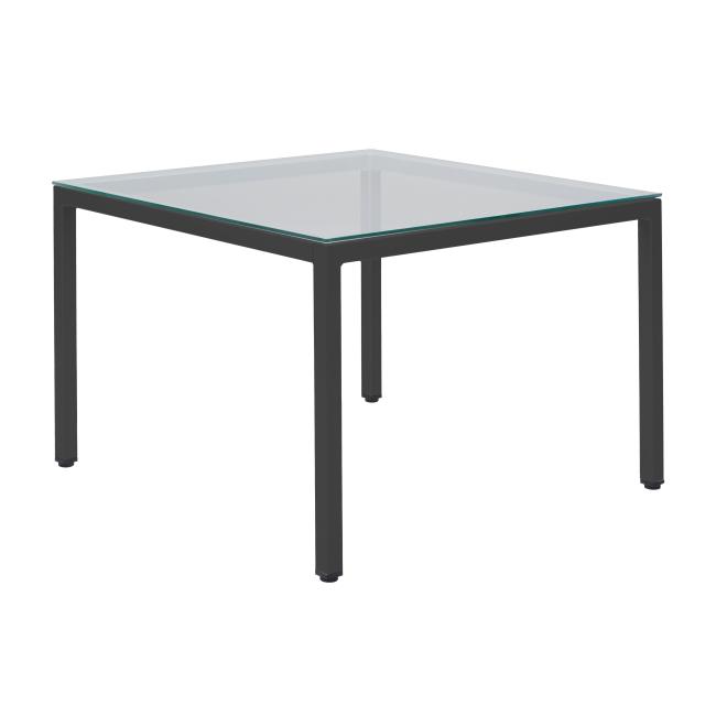 Konferenční stolek Henry, 75x75x50 cm, čiré sklo, nohy černé