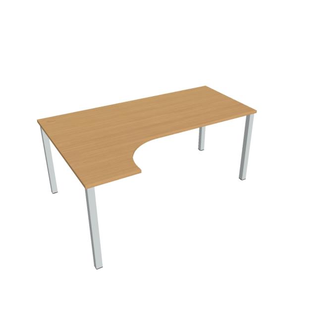 Pracovní stůl Uni, ergo, pravý, 180x75,5x120 cm, buk/šedá