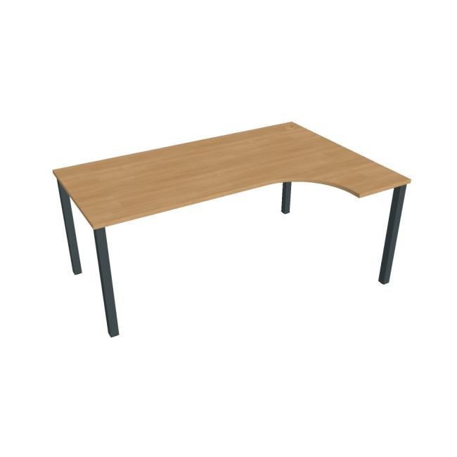 Pracovní stůl Uni, ergo, levý, 180x75,5x120 cm, dub/černá