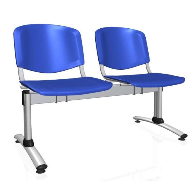 2-místná lavice Imperia, konstrukce šedá, plast modrá