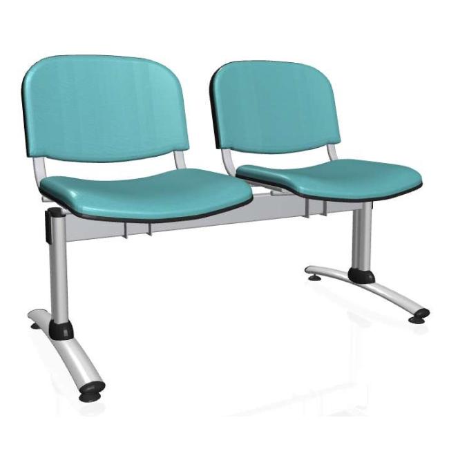 2-místná lavice Imperia, konstrukce šedá, zdr. ekokůže KN0061 modrá