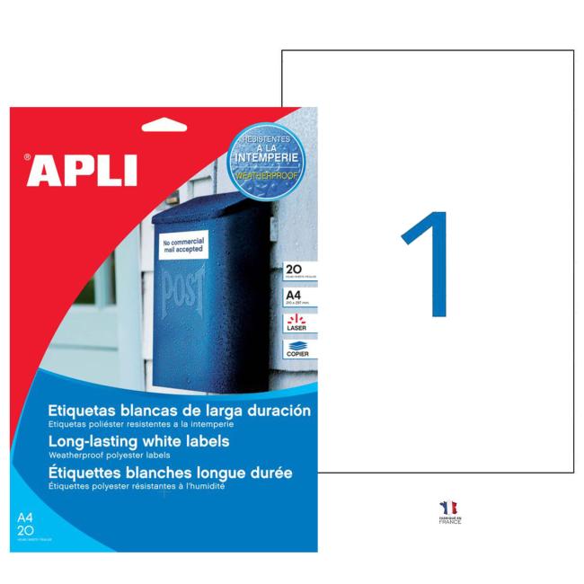 [AG001228] Etikety polyesterové 210x297mm APLI 20 archů