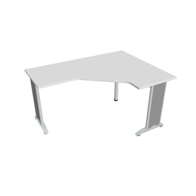 Pracovní stůl Flex, ergo, levý, 160x75,5x120 (60x60) cm, bílá/kov
