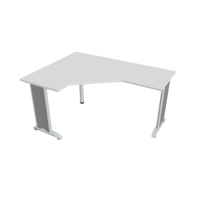 Pracovní stůl Flex, ergo, pravý, 160x75,5x120 (60x60) cm, bílá/kov