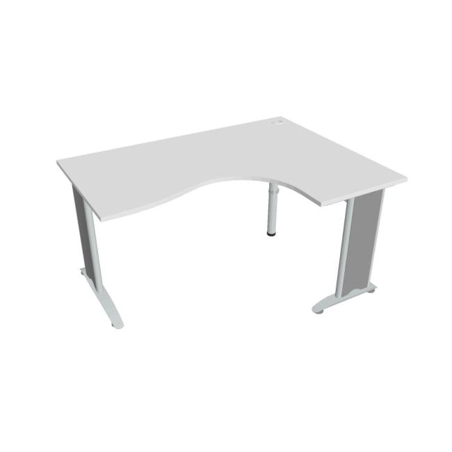 Pracovní stůl Flex, ergo, levý, 160x75,5x120 (80x60) cm, bílá/kov