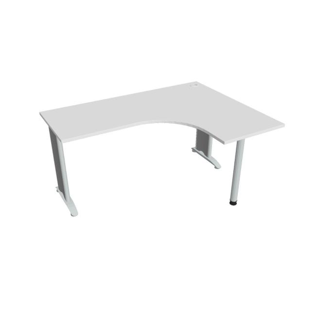 Pracovní stůl Flex, ergo, levý, 160x75,5x120 (60x60) cm, bílá/kov