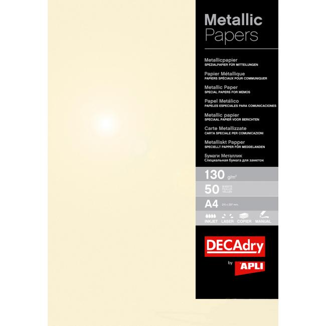 [AG004072] Metalický papír APLI A4 šampaňské, 130g, 50 archů
