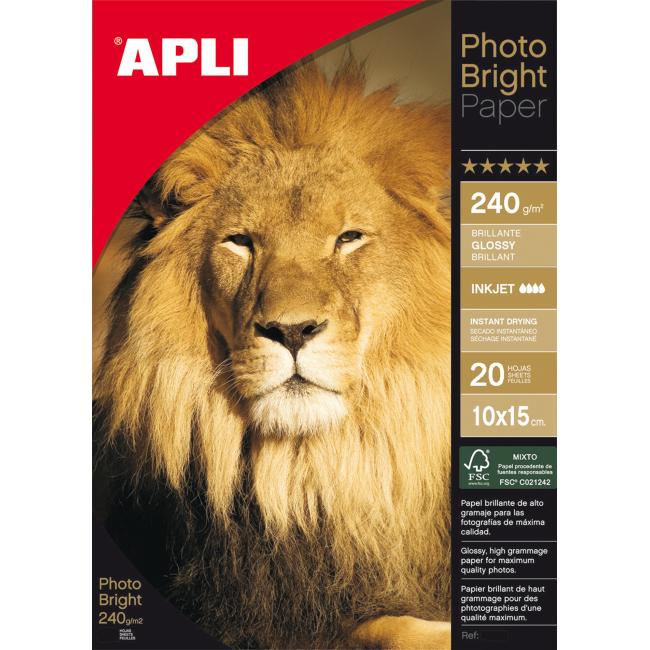 Fotopapír 10x15cm APLI Bright, 240g, 20 archů