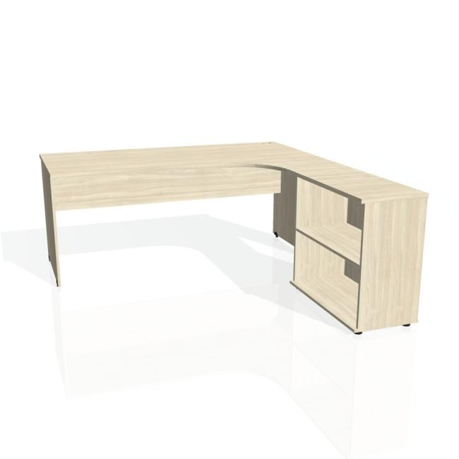 [ON180311] Pracovní stůl Gate, ergo, levý, 180x75,5x200 cm, akát/akát