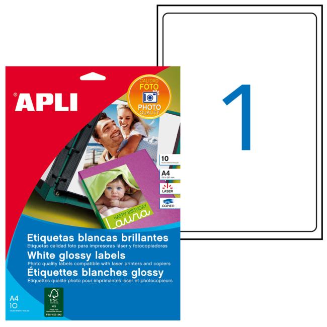 Etikety foto 199,6x289,1mm APLI A4 laser 10 archů