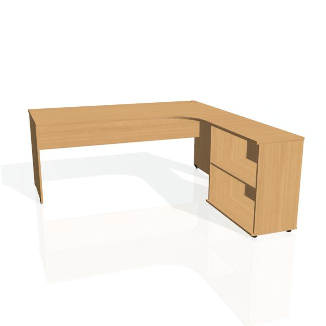 [ON180322] Pracovní stůl Gate, ergo, levý, 180x75,5x200 cm, buk/buk