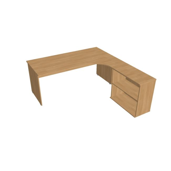 [ON180344] Pracovní stůl Gate, ergo, levý, 180x75, 5x200 cm, dub/dub