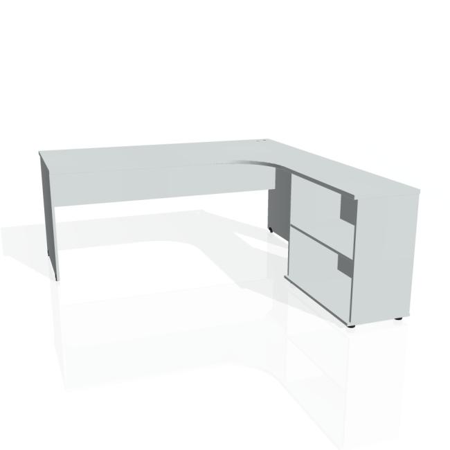 [ON180388] Pracovní stůl Gate, ergo, levý, 180x75,5x200 cm, šedá/šedá