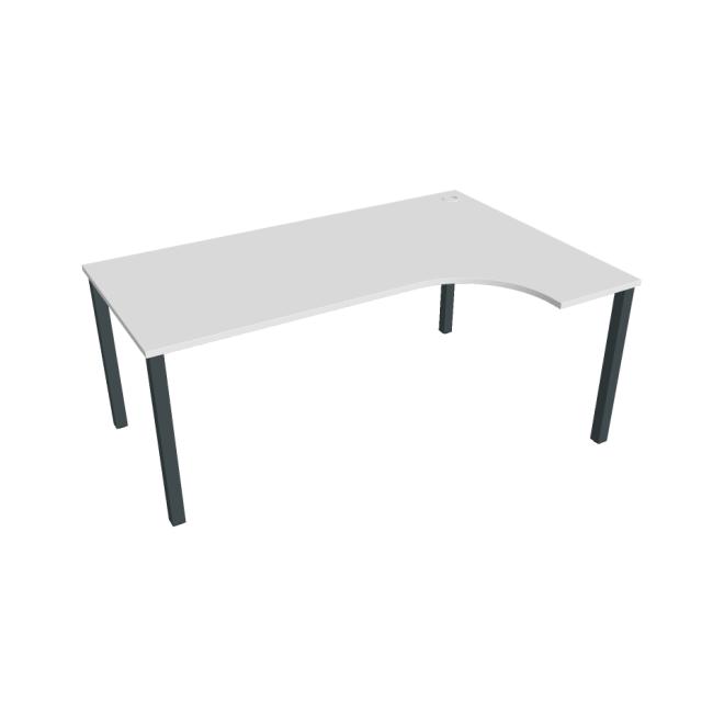 Pracovní stůl Uni, ergo, levý, 180x75,5x120 cm, bílá/černá