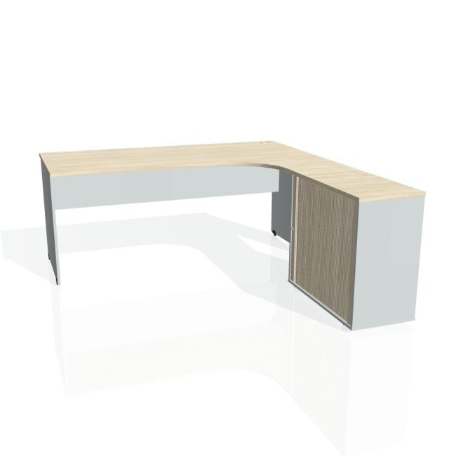 [ON180518] Pracovní stůl Gate, ergo, levý, 180x75,5x200 cm, akát/šedá