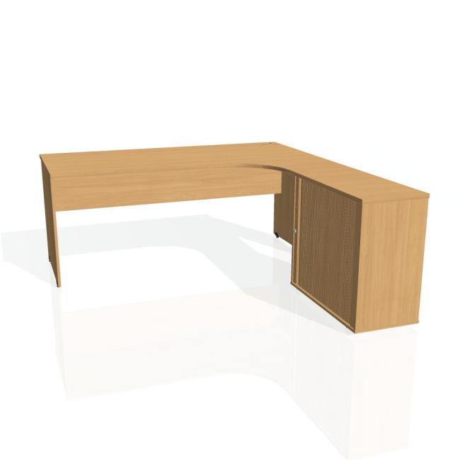 [ON180522] Pracovní stůl Gate, ergo, levý, 180x75,5x200 cm, buk/buk
