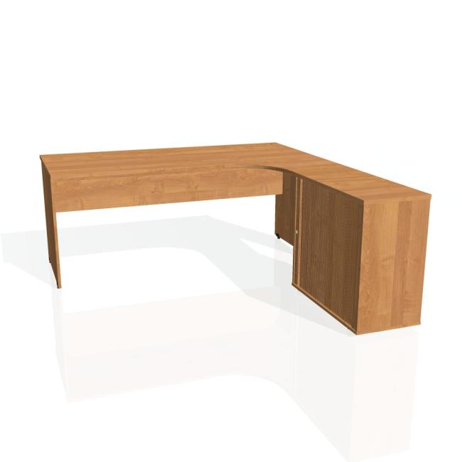 [ON180533] Pracovní stůl Gate, ergo, levý, 180x75,5x200 cm, olše/olše