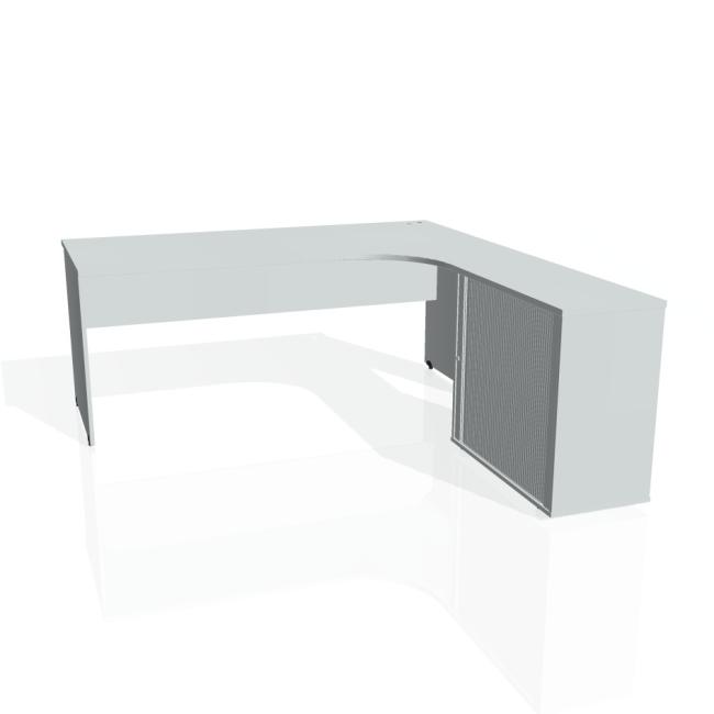 [ON180588] Pracovní stůl Gate, ergo, levý, 180x75,5x200 cm, šedá/šedá