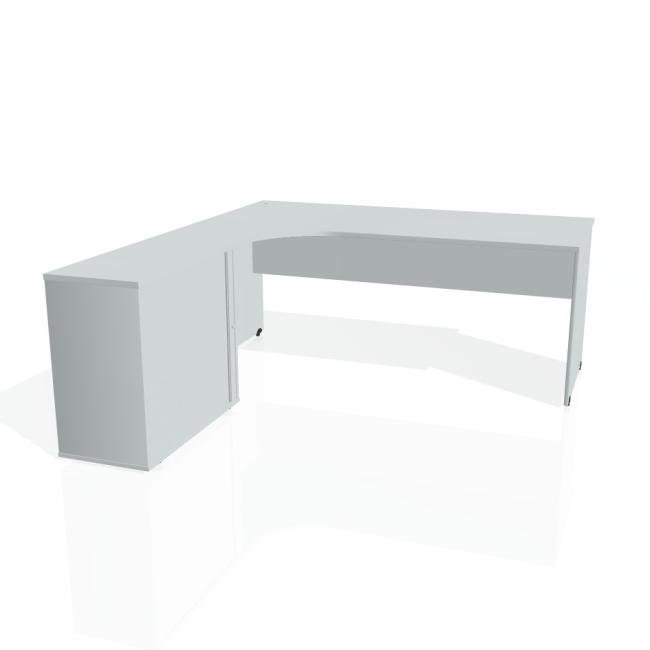 [ON180688] Pracovní stůl Gate, ergo, pravý, 180x75,5x200 cm, šedá/šedá