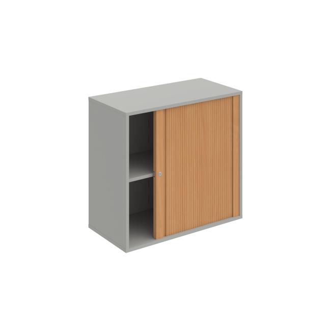 Policová skříň Drive, zámek, 80x74x40 cm, buk/šedá