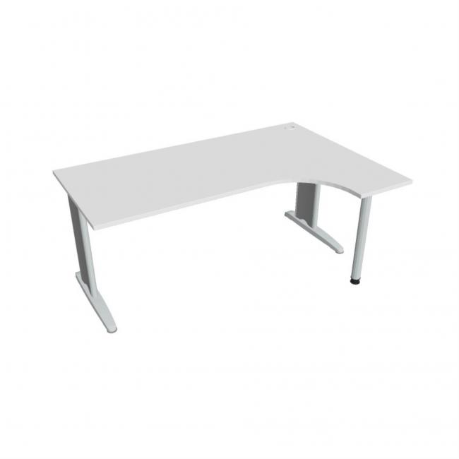 Pracovní stůl Flex, ergo, levý, 180x75,5x120 (80x40) cm, bílá/kov