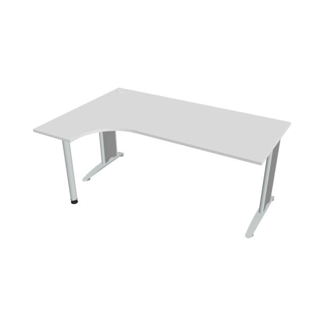 Pracovní stůl Flex, ergo, pravý, 180x75,5x120 (40x80) cm, bílá/kov