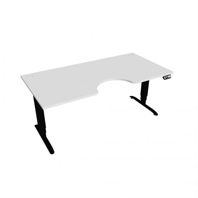 Pracovní stůl Motion Ergo, PO, 3S, 180x61-128x90 cm, bílá/černá