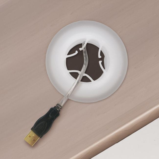 Držák pro uchycení kabelového organizéru do průchodky, bílý