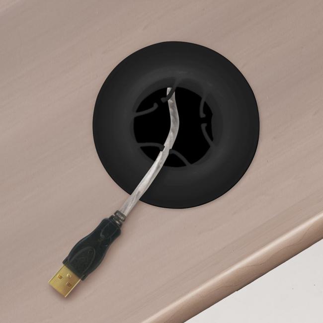 Držák pro uchycení kabelového organizéru do průchodky, černý