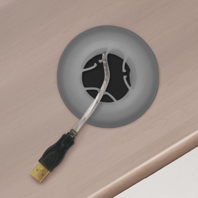 Držák pro uchycení kabelového organizéru do průchodky, šedý