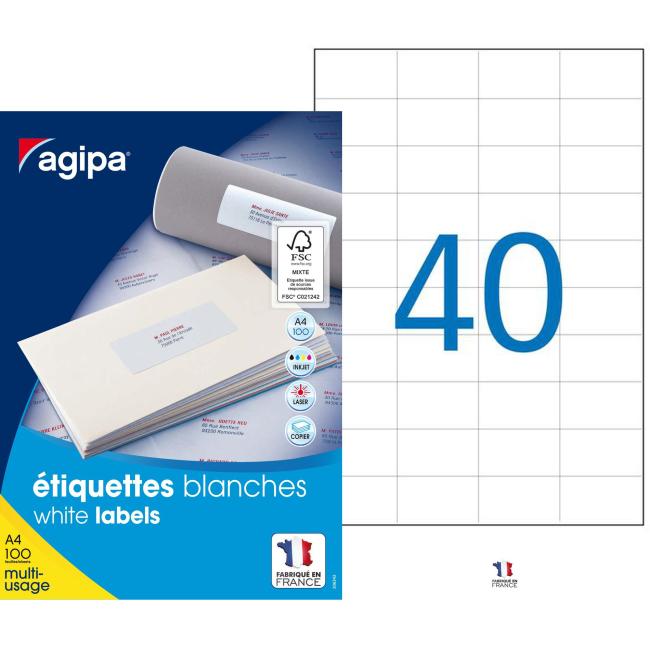 [AG100984] Etikety univerzální 52,5x29,7mm Agipa A4 100 archů