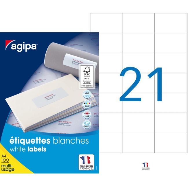 [AG101044] Etikety univerzální 70x42,4mm Express Agipa A4 100 archů