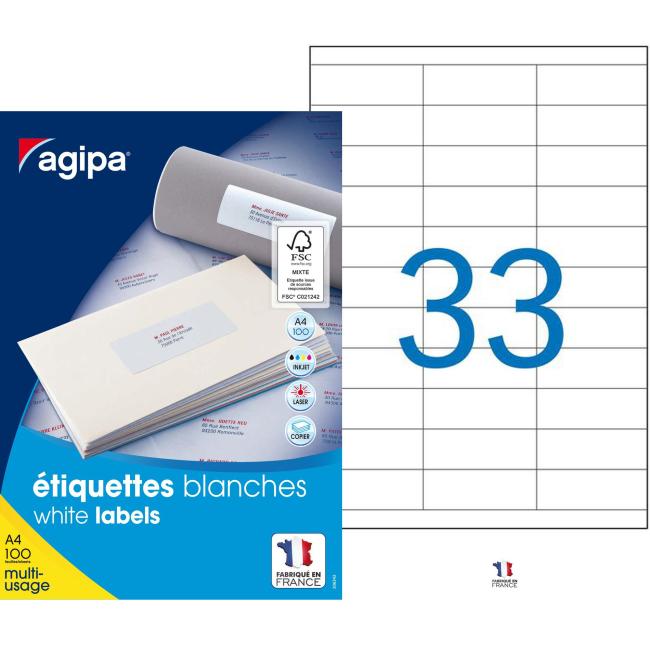 [AG101128] Etikety univerzální 70x25mm Agipa A4 100 archů