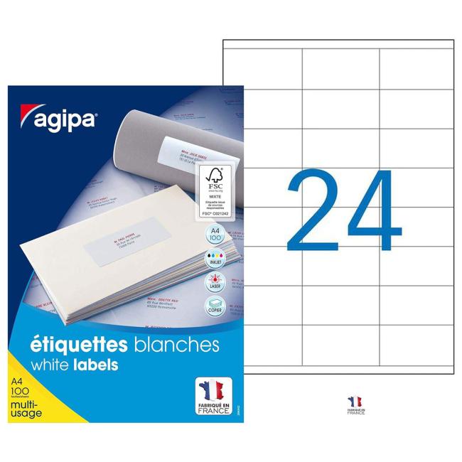 Etikety univerzální 70x36mm Agipa A4 100 archů