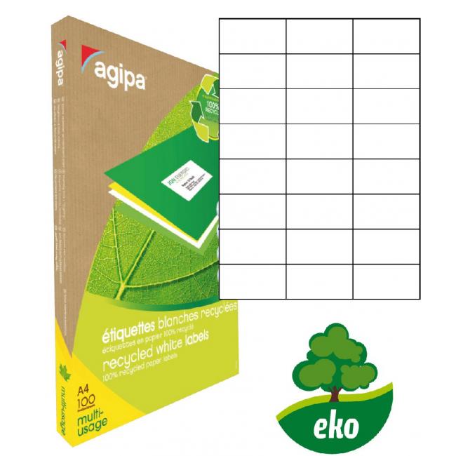 Etikety univerzálně recyklované 70x37mm Agipa A4 100 archů