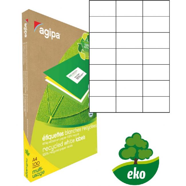 [AG101188] Etikety univerzálně recyklované 70x42,4mm Agipa A4 100 archů