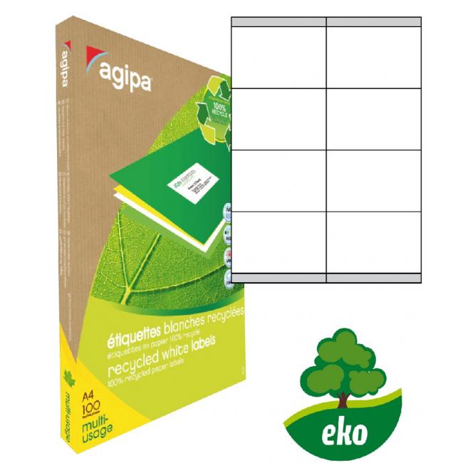 [AG101192] Etikety univerzálně recyklované 105x70mm Agipa A4 100 archů