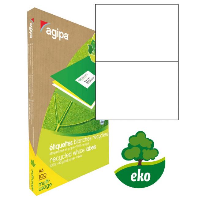 Etikety univerzálně recyklované 210x148,8mm Agipa A4 100 archů