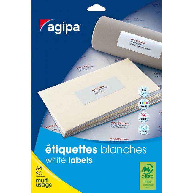 [AG118804] Etikety univerzální na pořadače 60 x 190 mm Agipa A4 20 archů