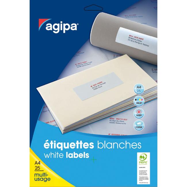 [AG118854] Etikety univerzální na pořadače 38 x 190 mm Agipa A4 20 archů