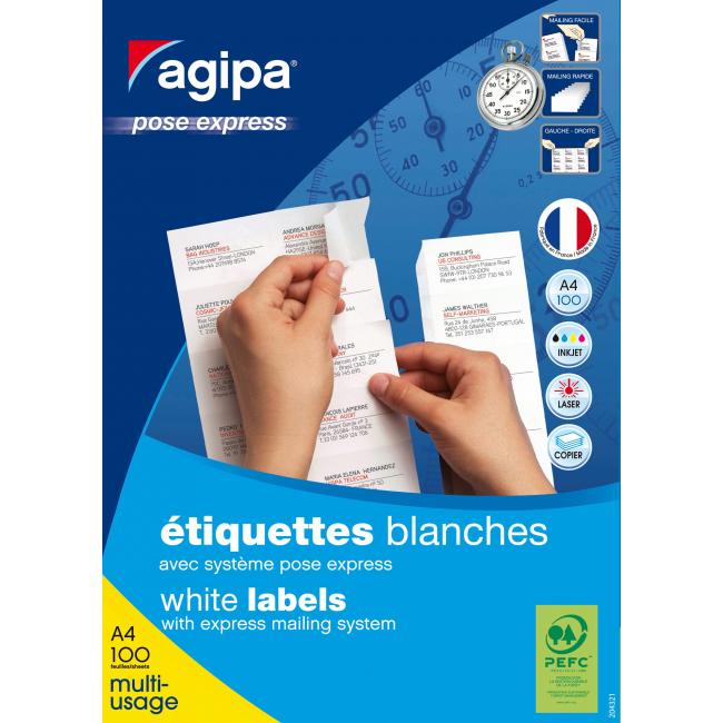Etikety univerzální 105x37mm Express Agipa A4 100 archů