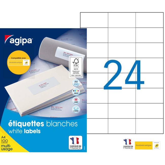 Etikety univerzální 70x37mm Express Agipa A4 100 archů