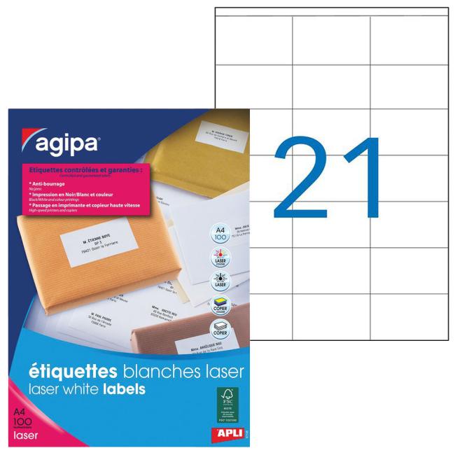 Etikety laser 70x42mm Agipa A4 100 archů