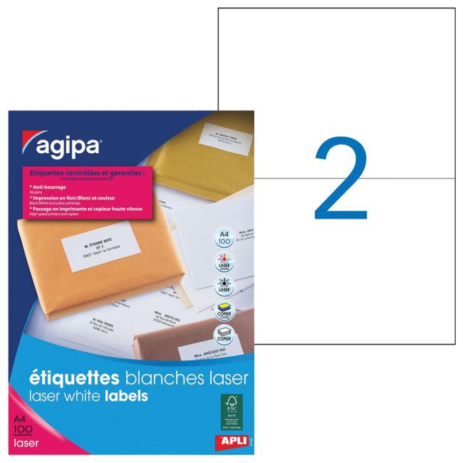 [AG119068] Etikety laser 210x148mm Agipa A4 100 archů