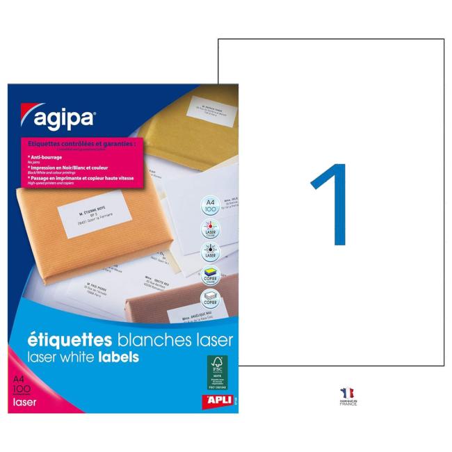 Etikety laser 210x297mm Agipa A4 100 archů