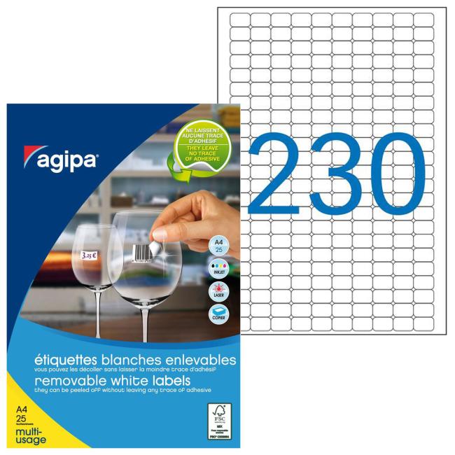 Etikety univerzálně odnímatelné 18x12mm Agipa A4 25 archů