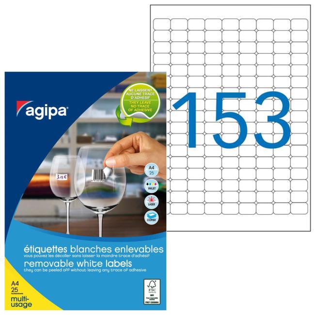 Etikety univerzálně odnímatelné 22x16mm Agipa A4 25 archů