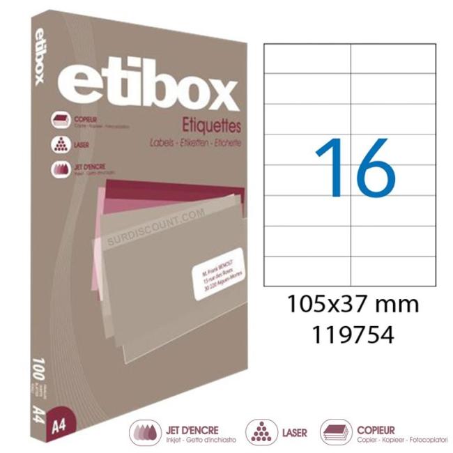 Etikety univerzální 105x37mm Etibox A4 100 archů