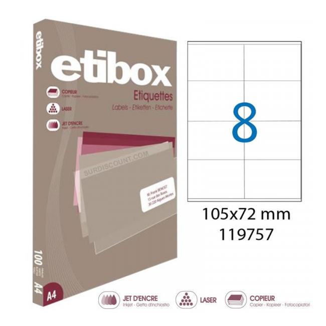 Etikety univerzální 105x72mm Etibox A4 100 archů