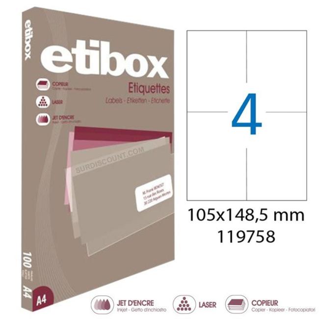 Etikety univerzální 105x148,5mm Etibox A4 100 archů